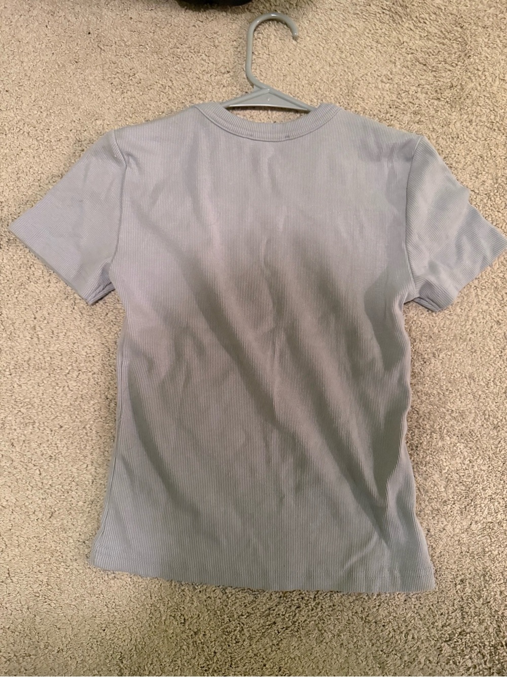 Zara Light Gray Ribbed Short-Sleeve Tee - Picture 2 of 2